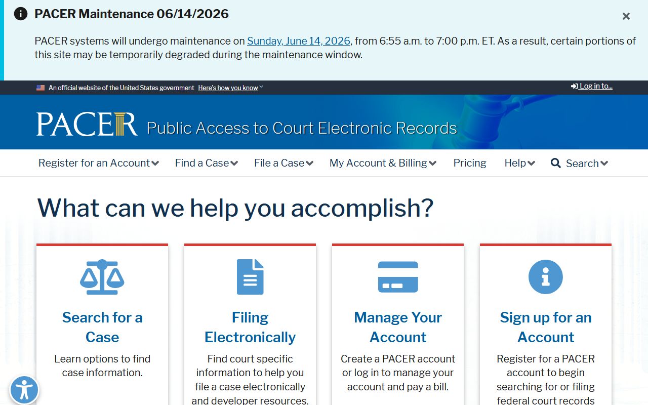 Somerset County Prothonotary records PACER separate federal access source
