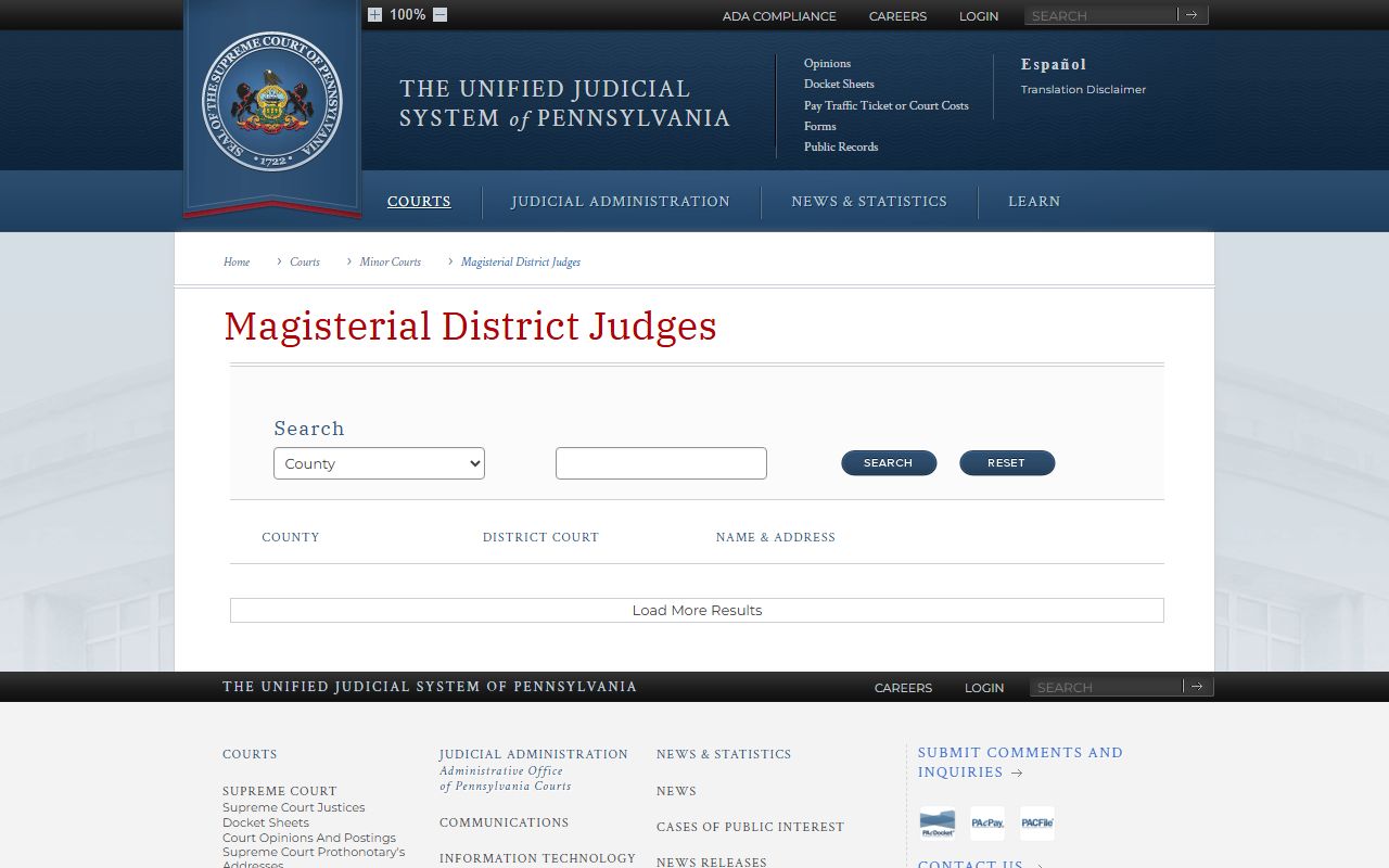 Somerset County court records from Pennsylvania Magisterial District Judges overview