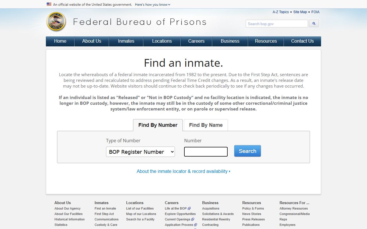 Somerset County inmate records federal Bureau of Prisons inmate locator