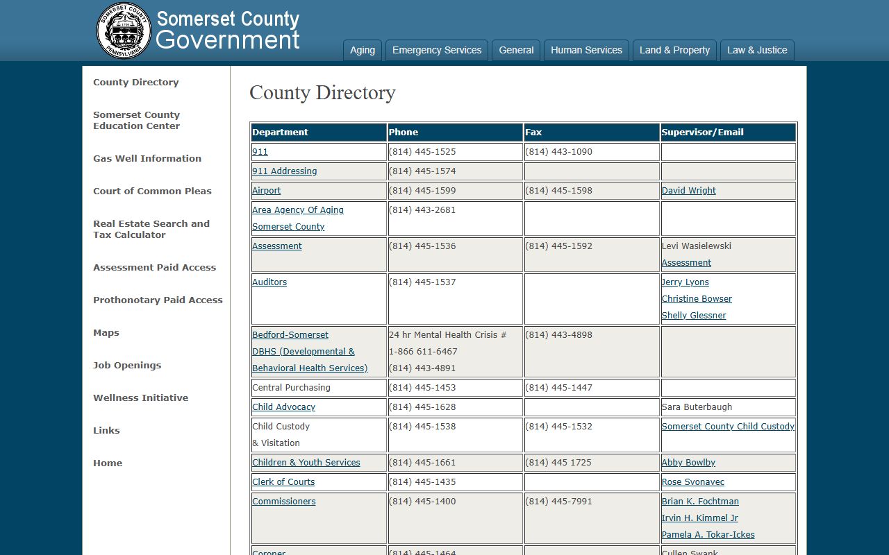 Somerset County warrant records Sheriff's Office page